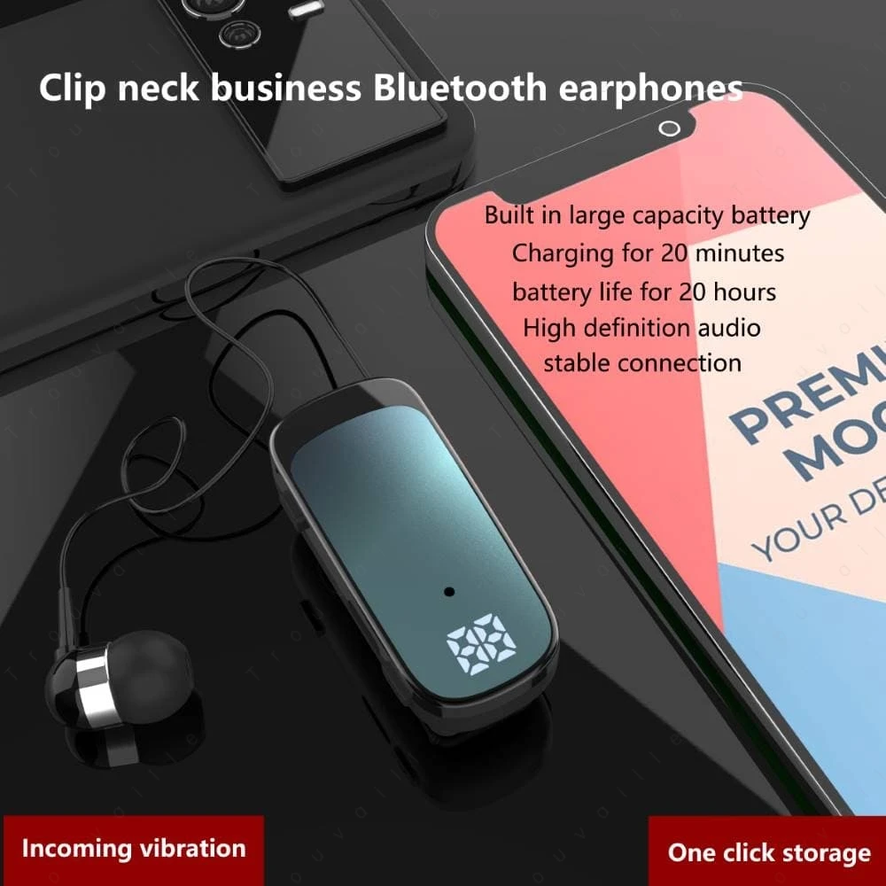 Trouvaille K65 Bluetooth Earphones Wireless Headphone In Lotus Retractable Lavalier Clip Headset Single Ear Handsfree with Wire 4