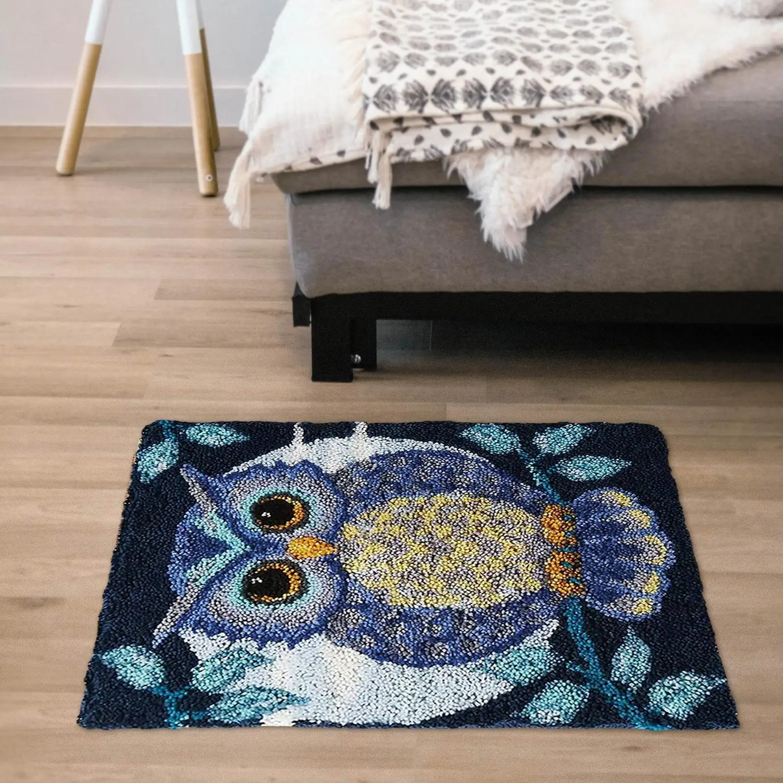 Owl Latch Hook carpet embroidery kit Floor Mat for Adults Creative Hand Craft Carpet Making Kit
