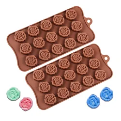 Mini Rose Silicone Molds - 15 - Cavity Non - Stick Flower Shape for Chocolates, Candies, Cookies, and Ice Cubes (1pcs Random Color)