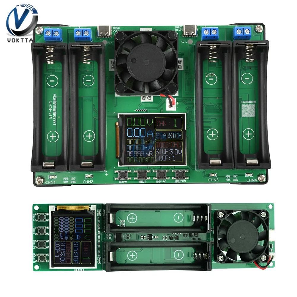 DC5V Battery Tester 2/4 Channel 18650 Lithium Battery Capacity Tester LCD Display Universal Spring Holder Power Detector