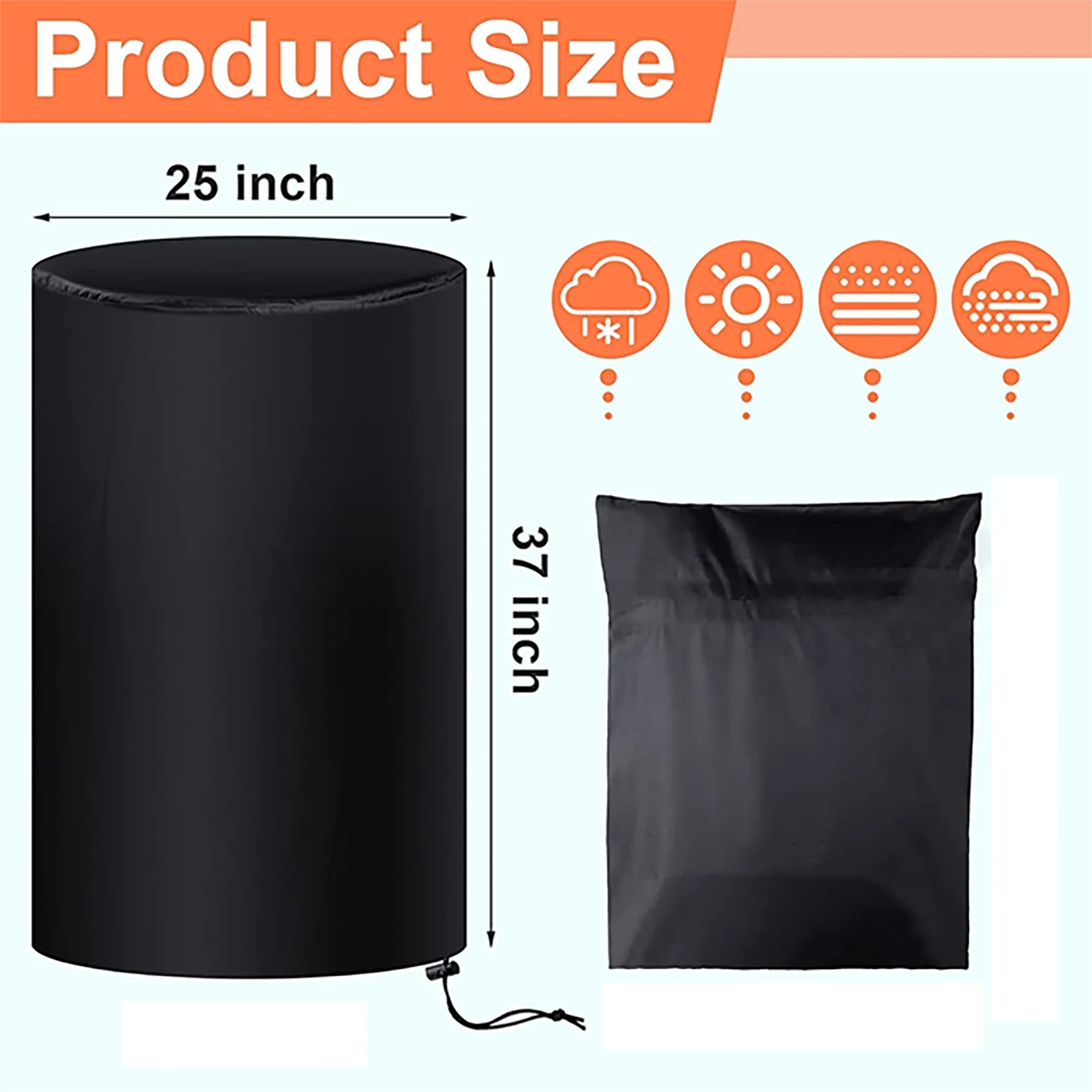 55 Gallon Drum Cover Water Storage Barrel Outdoor Waterproof Rain Snow Bucket Cover with Drawstring UV Protection Anti Dust water tank cover tote water tank cover