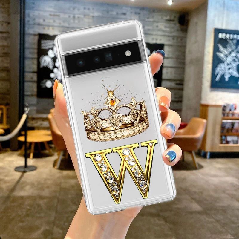 Elegant Diamond Crown Letter Soft TPU Phone Case Cover