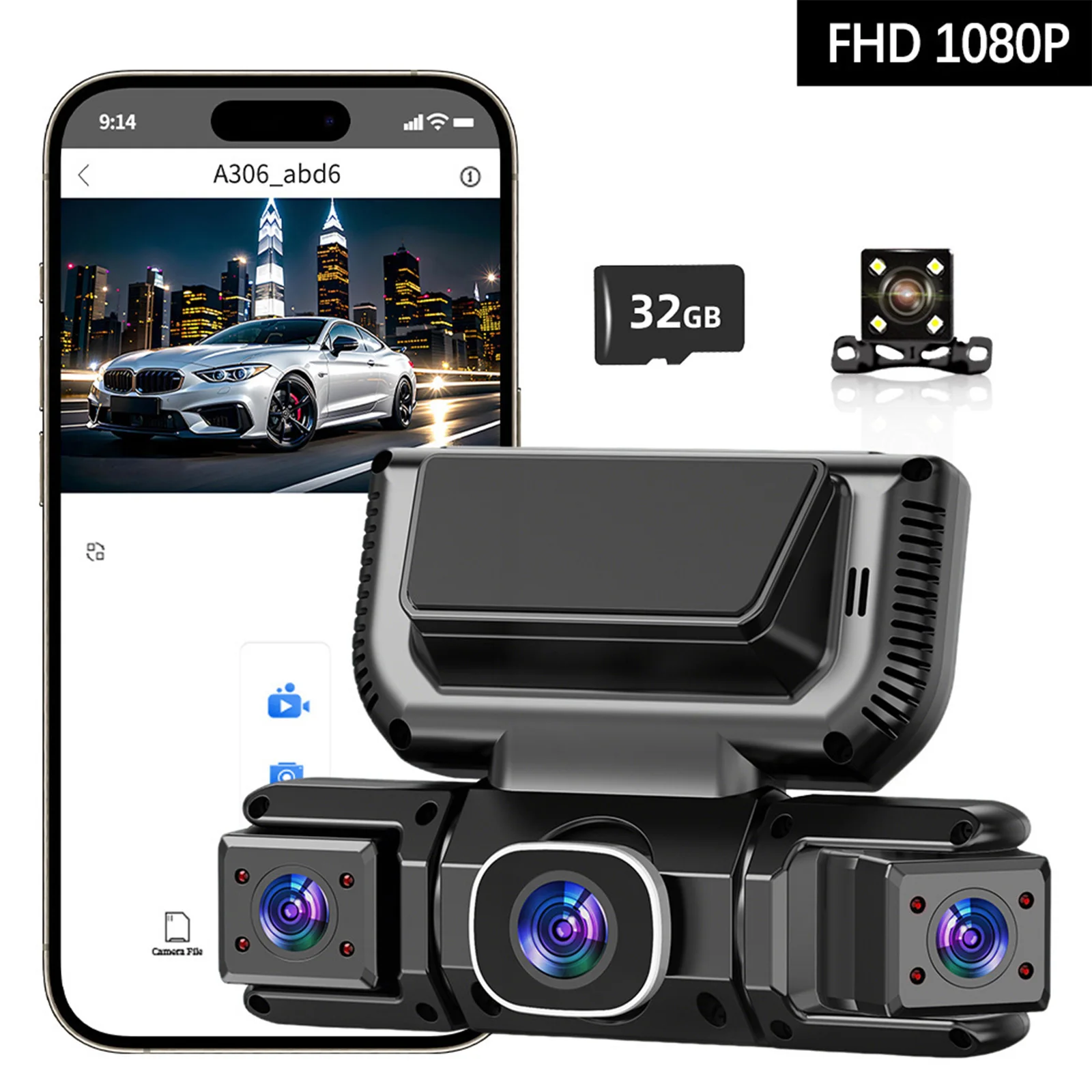 4 Channel Dash Cam 1080P Front and Rear Inside Left Right Driving Video Recorder Night Vision WiFi & APP Control Parking Mode 1