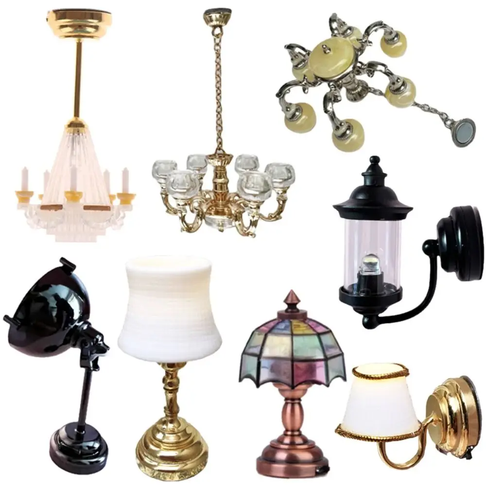 1:12 lampada da parete in miniatura per casa delle bambole lampada da tavolo a LED lampada da parete con interruttore modello di mobili Living Scene Decor Toy  15
