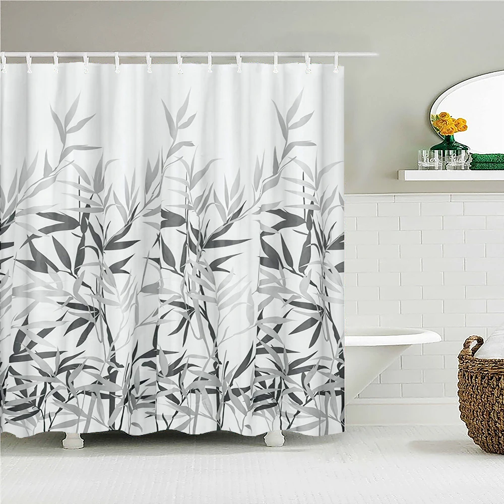 

Shower Curtain Simple Style Plant Theme Tree Leaves White Birch Bathroom Large Decorative Waterproof Shower Curtain Bath Screen