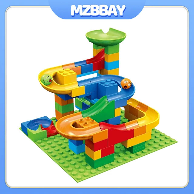Children's Slide Small Block Block Assembly Particles DIY Educational Toy Small Size Building Blocks Maze Ball Assemble Toys 2