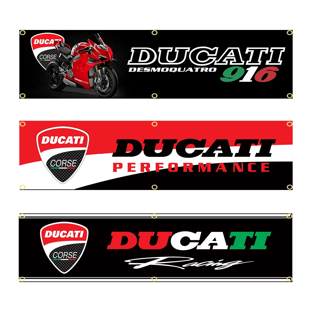 60 X240Cm Ducatis Racing Motorcycle Banner Flag Poliestere Stampato Garage O Arazzo Decorazione Esterna