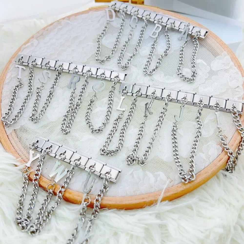 Fashion Chain Letter Elastic Charm Italian Links Fit 9mm Stainless Steel Modular Bracelet Making Women DIY Jewelry 8 S5eed8b834c7a4066959db0ead3f3d695a