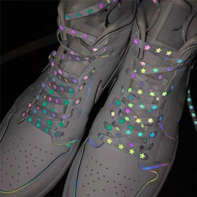 1Pair Luxury Holographic Reflective Star Shoelaces Shoe Laces