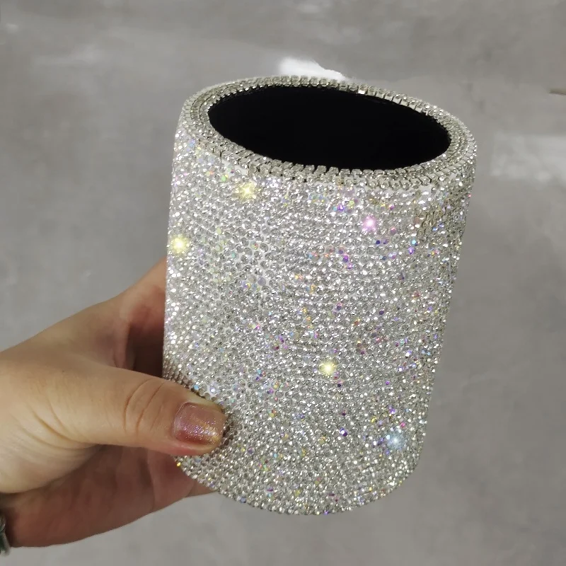Storage cylinder artificial diamond office pen holder makeup table multi-purpose storage bucket