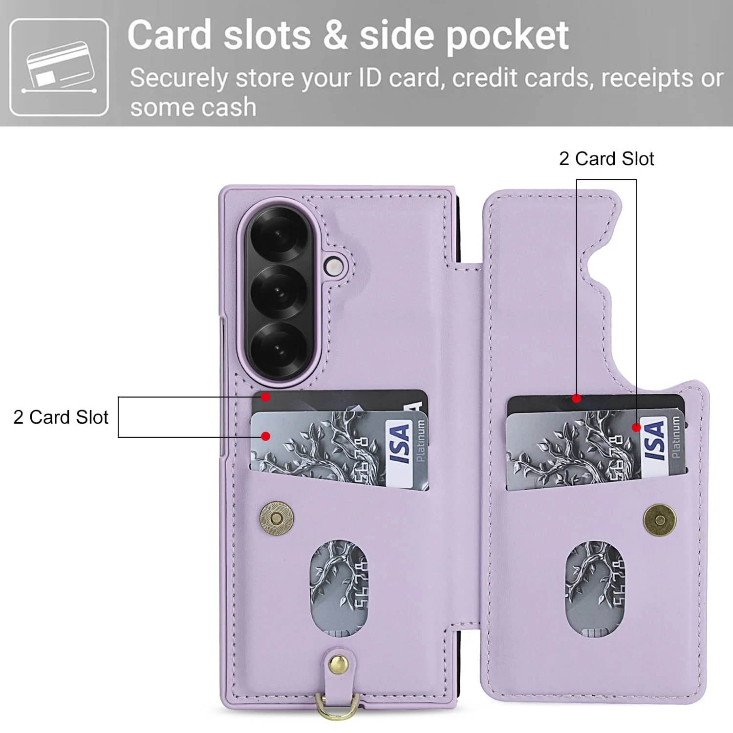 Floral Crossbody Wallet Phone Case with Card Holder & Magnetic Kickstand - Shockproof Design
