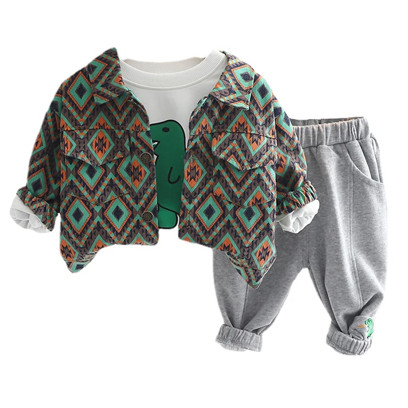 

Kids Clothing Sets for Boys Coats T Shirt Pants 3 Pieces Suit Cartoon Dinosaur Children Clothes Baby Tracksuit Infant Outfits