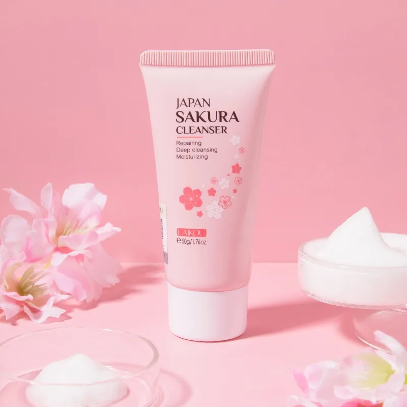 Sakura Cleanser Rich Foam Deep Clean Remove Grease Improve Oily Face Wash Cream Gentle Moisturizing Remove Blackhead facial cleanser