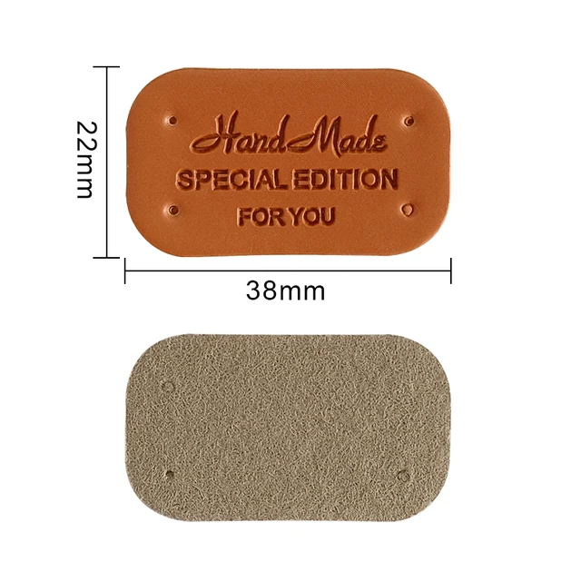 25/50Pcs Small Handmade Leather Clothing Labels for Gift Hat Sewing Leather Tags Hand Made Leather Skin DIY Decorative Tags 2