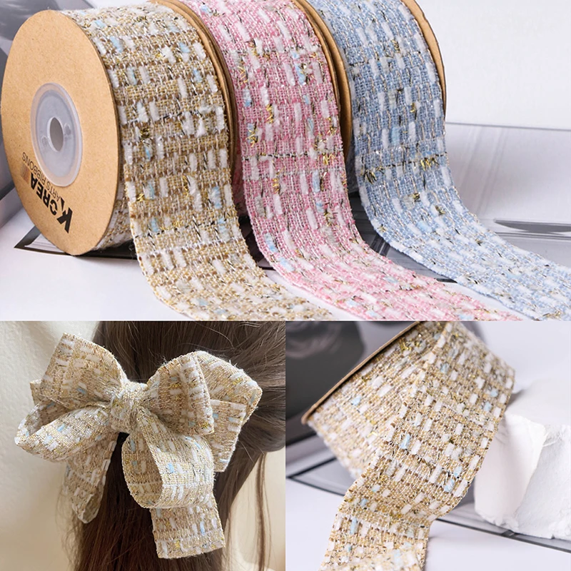 

25mm 40mm Onion Knitted Grid Tweed Ribbon Embroidered For Handmade Bow Making Flower Gift Packing Material Sewing Accessories