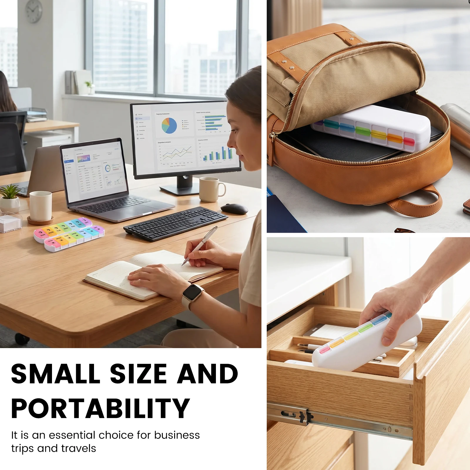 Compact 7-Day Foldable Pill Organizer with Dual Daily Compartments