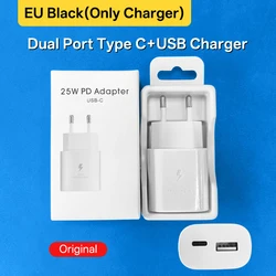 Dual Port 25W Type C USB Charger with 5A Cable - PD Super Fast Charging - EU White Charger