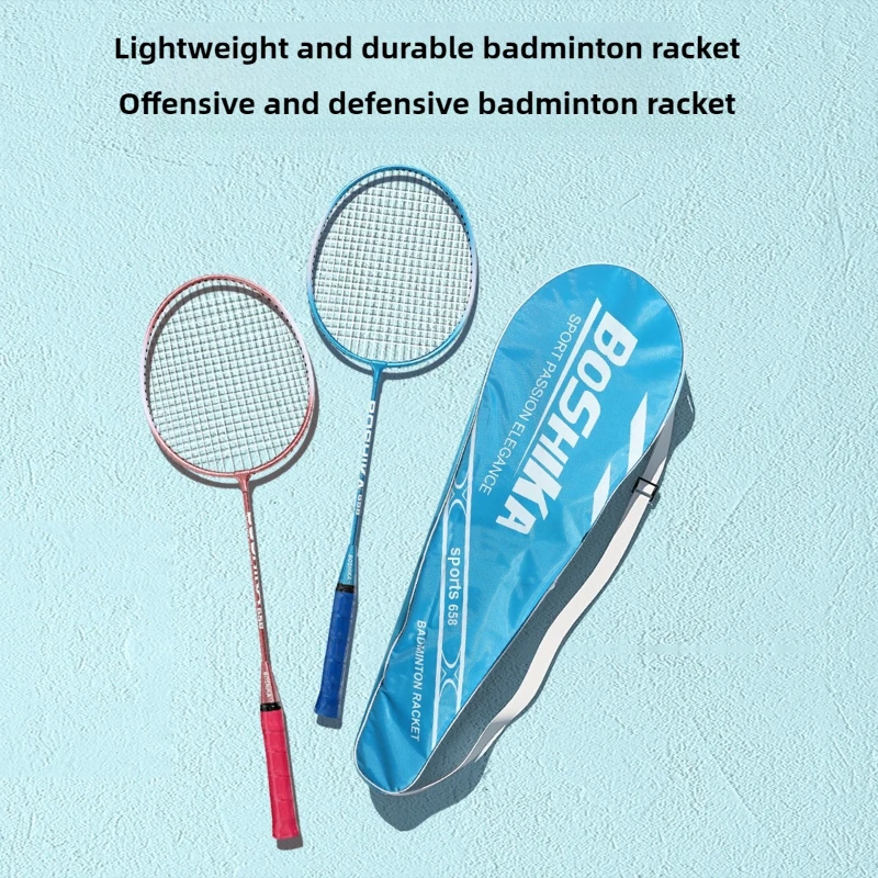 Sports Products Newest Designed Ferroalloy Frame Badminton Rackets A Pair Badminton Racquet with Premium Badminton Bag & 3 Balls