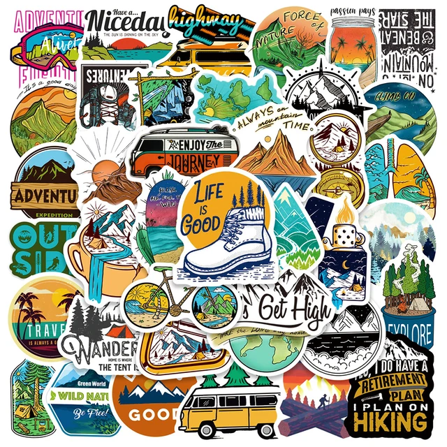 50PCS Outdoor Camping Travel Stickers for Scrapbooking Album Luggage  Notebook Wilderness Adventure Landscape Decals Sticker - AliExpress