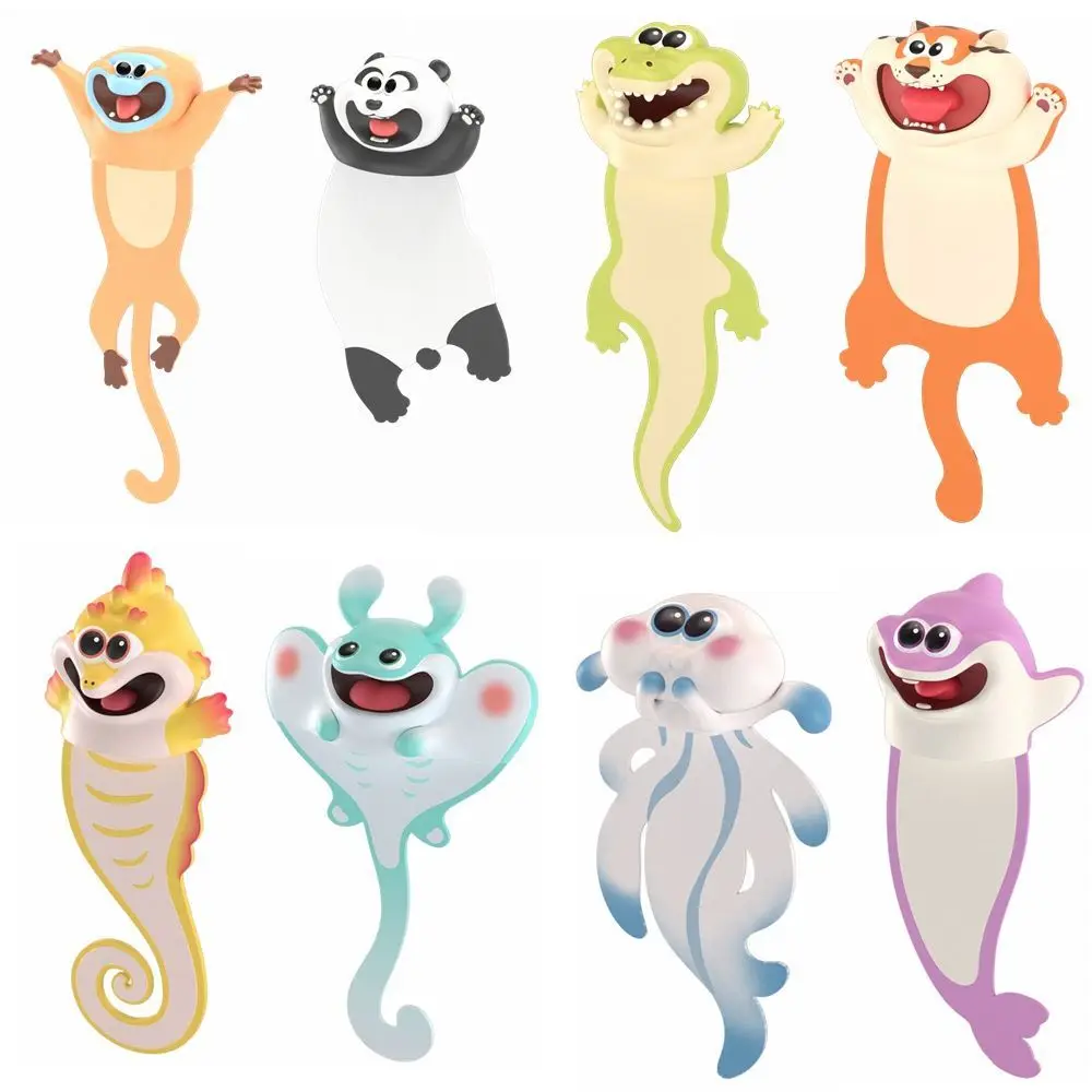 PVC Ocean Series 3D Stereo Marker Animal Bookmark For Books Reading Lovers Sign Book Mark Learning Stationery Gift for Children animal bookmark bookmarks stationery supplies