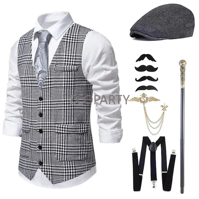 New Gionforsy 1920s Mens Gatsby Gangster Costume Grandpa Accessories Set  20s Old Man Vest Hat Bow Tie Vintage Pocket Watch - AliExpress 200000532