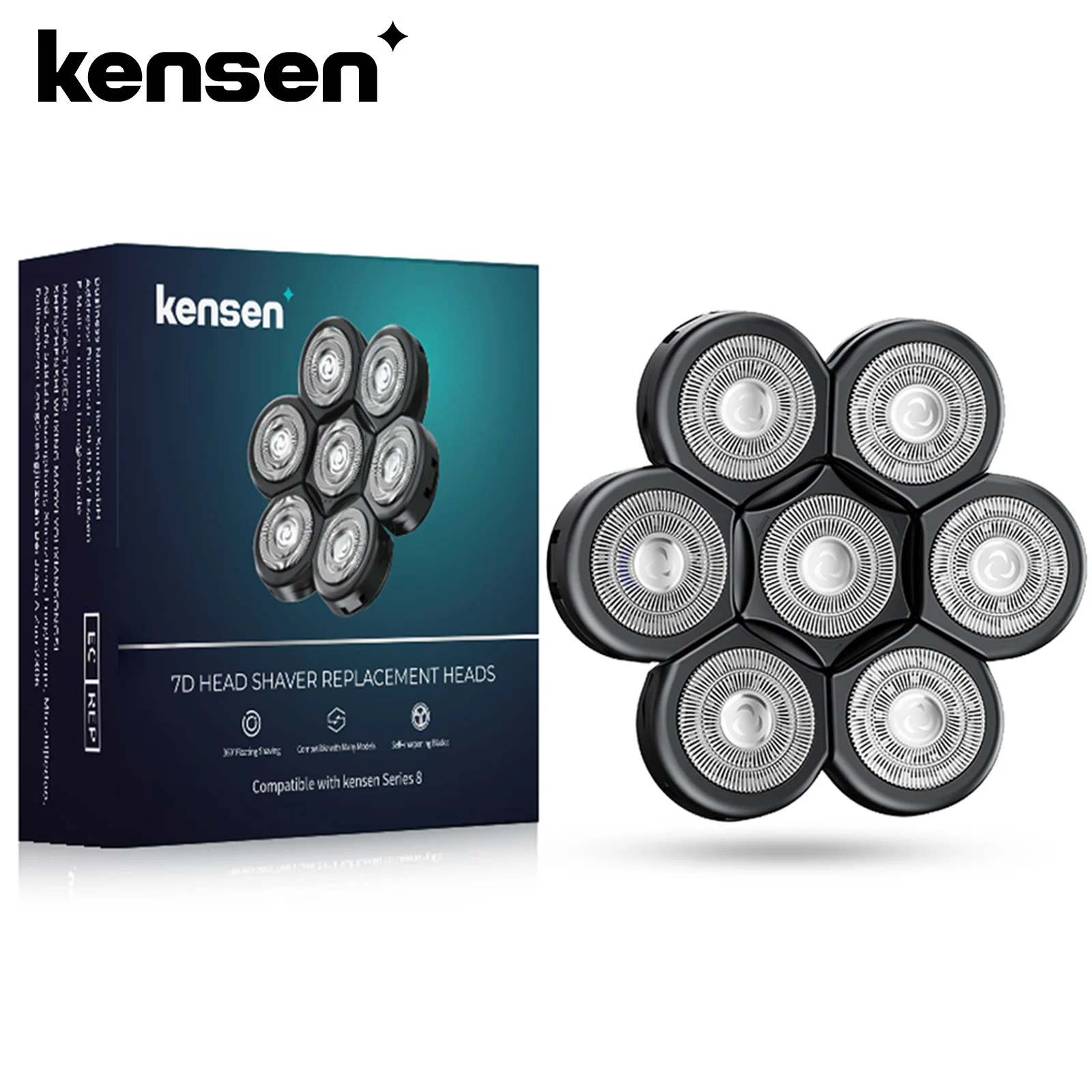 Kensen 7D Electric Razor Head Replacement - Washable Floating Shaver & Beard Trimmer Kit