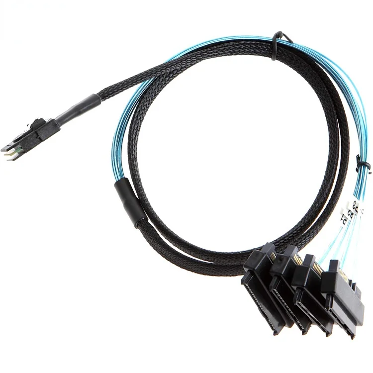 1 Metro Longitud Cable Mini SAS SFF-8087 A 4x SFF-8482 Con Alimentación - 1 Metro, Para Servidores Y Discos SAS Conector 4 Discos SAS