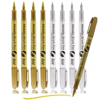 10/4/6pcs Brush Metallic Marker Pens Gold Silver Color Permanent Art Marker For Manga Crafts Scrapbooking School Stationery 1