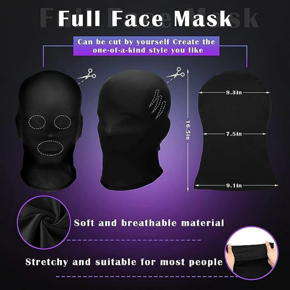 1/30Pc Black Perforated Mask Mens and Womens Anti UV Sunscreen Bicycle Motorcycle Cosplay Performance Full Face Mask