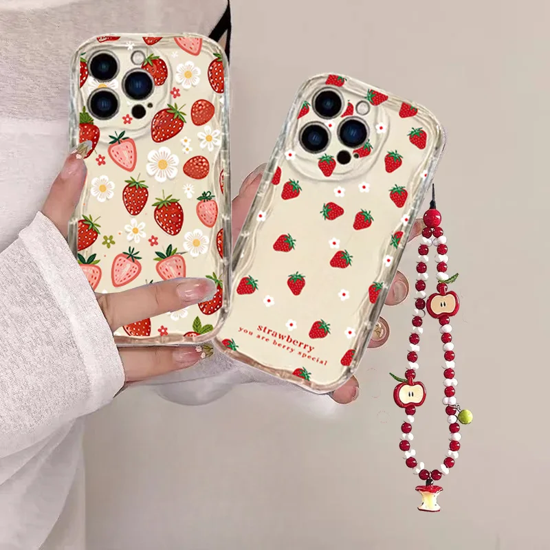 Luxury Cartoon Strawberry Fruit Chain Phone Case