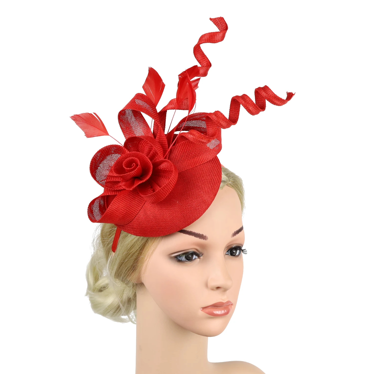 Sinamay Lady Flower Fascinator Hat,Headband with Clips,Pillbox Hat  Cocktail Tea Party Headwear for Women 2