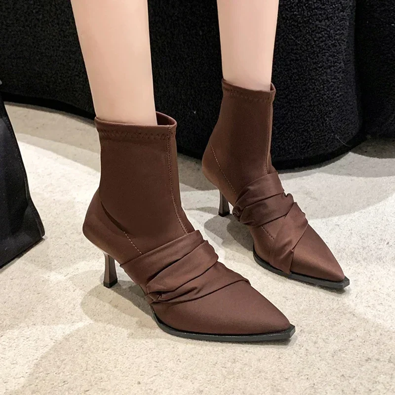 

High -heeled Shoe in The Ankle, The Retro Shoes of The Toe, Sexy New Shoes, Winter Women Elegant 2024 Party Fashion Goth Girl