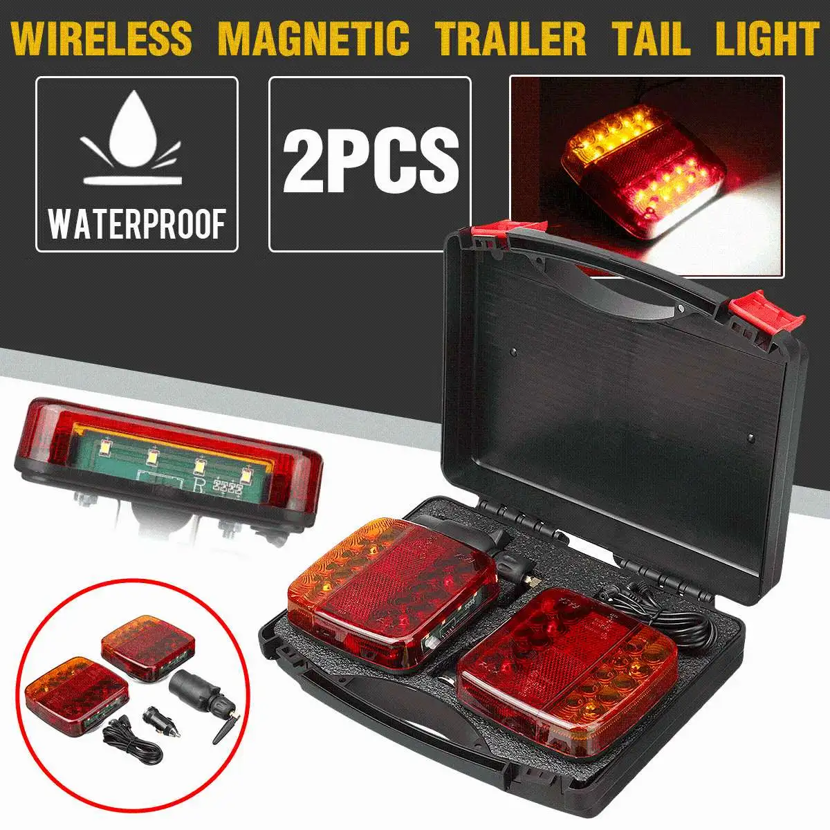 2pcs Wireless Led Truck Tail Light Trailer Rear Light Signal