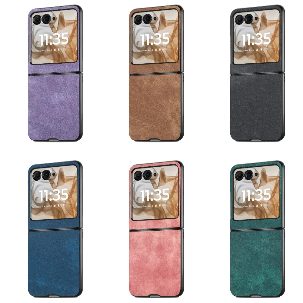 Premium Retro PU Leather Shockproof Protective Cover – Solid Color Skin Feel