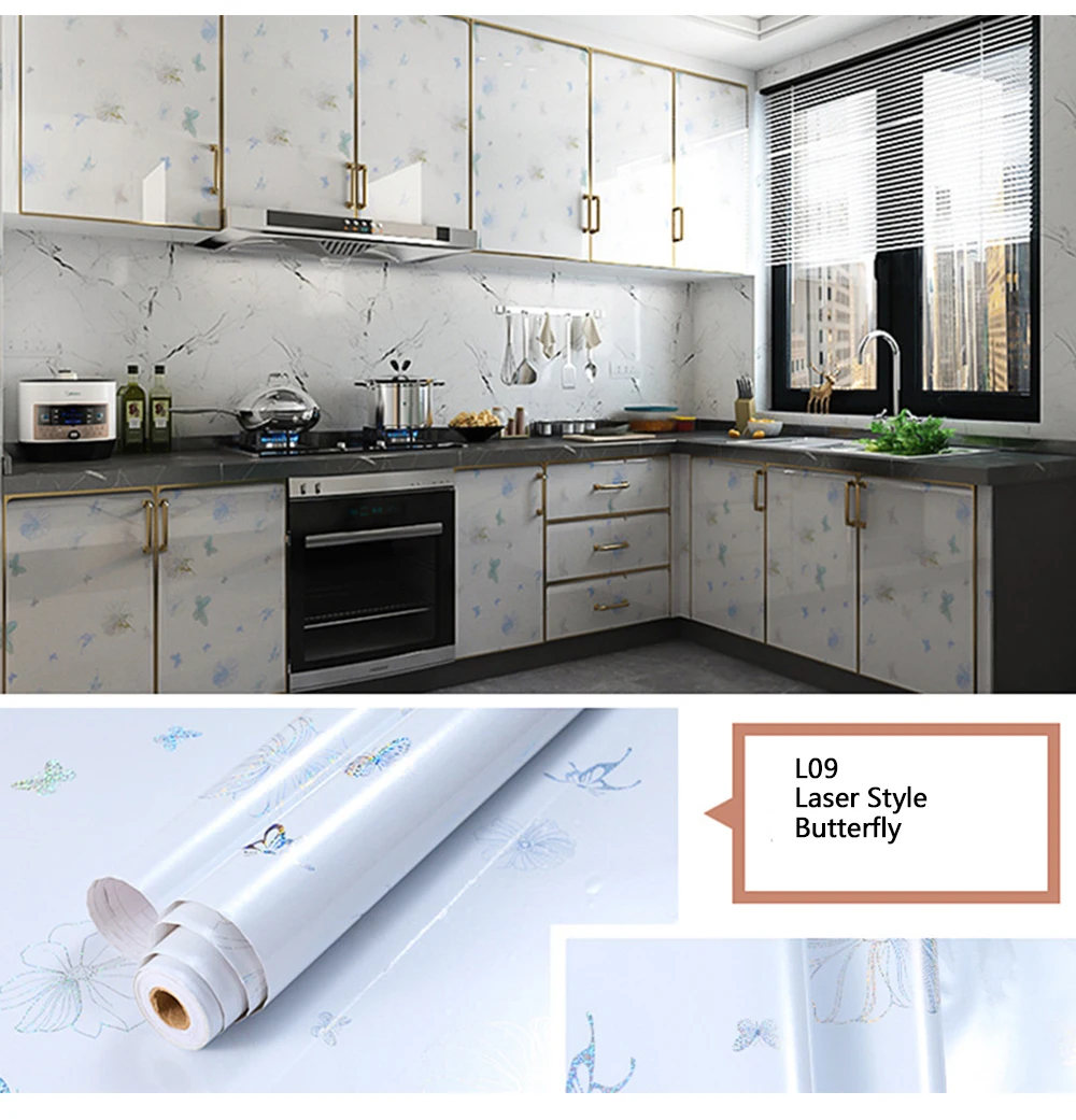 impermeável, PVC autoadesivo Wallpaper, Laser Pattern Effect, Home Renovation