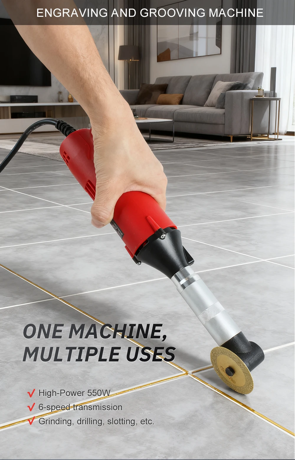550W Multi-Functional Electric Angle Grinder 90-Degree Elbow Grout Cleaning Mach
