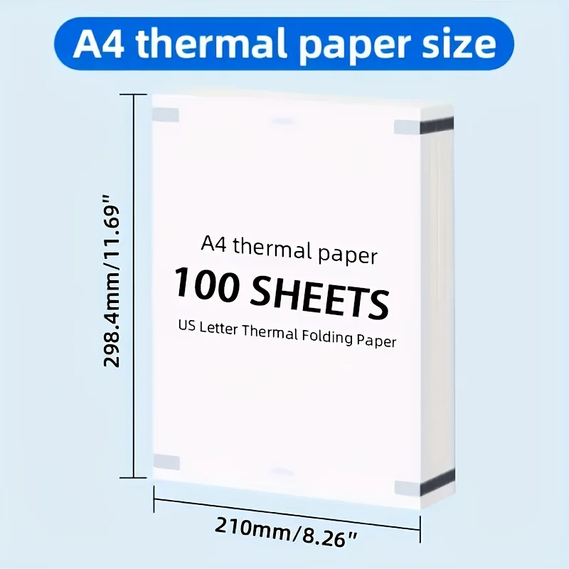 100/200pcs A4 크기 연속 접이식 감열지, M08 /M832//m833P 831 프린..