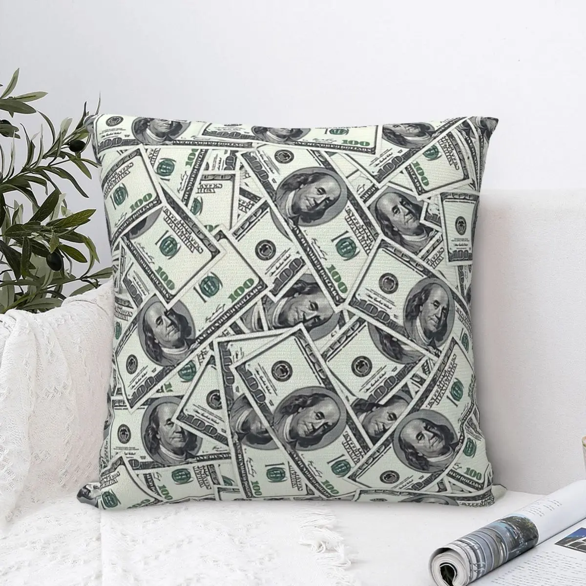 

Giant Money Background 100 Dollar Bills Throw Pillow Case Backpack Cushions Covers DIY Printed Kawaii For Sofa Decor