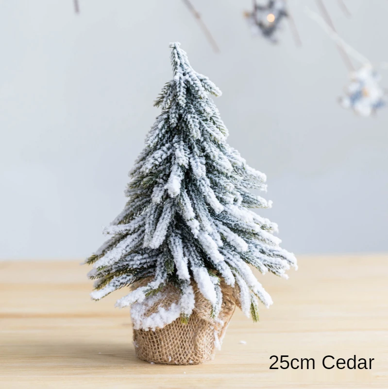 Christmas Snow Spray Flocking Linen Cedar Tree Nordic Mini