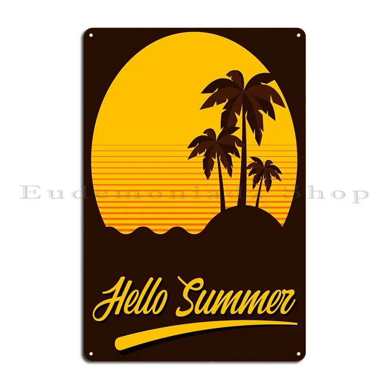 

Vintage Hello Summer Metal Sign Customized Wall Cave Wall Decor Home PaintingTin Sign PosterWall Decoration