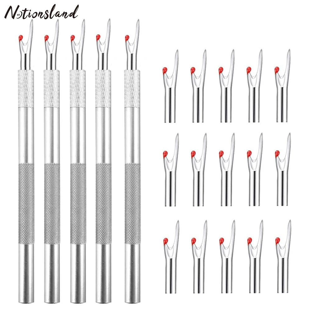 

1 шт. металлическая ручка-рыхлитель швов с 5 сменными головками для шитья ниток для вышивания инструмент для удаления ниток для вышивания инструмент для шитья