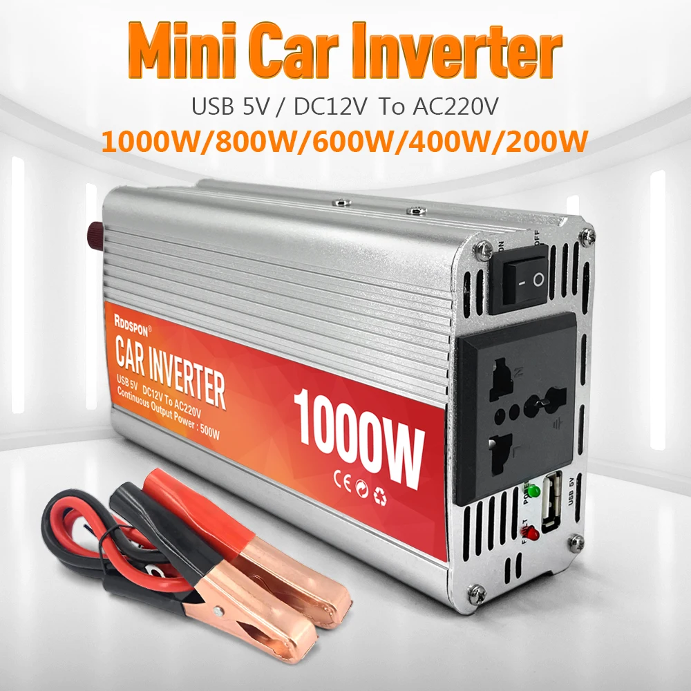 Mini Inversor Portátil do Carro Poder da Onda Senoidal Auto Carregador Exterior Adaptador do Conversor 200 w 400 w 600 w 800 w 1000w 12v 220v 50hz