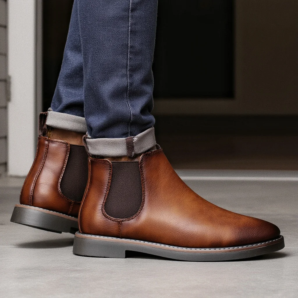 Men’s retro leather ankle boots in classic 2026 fashion style 06