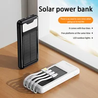 200000mah Solar Power Bank Built in 4 Cables Portable Fast Charging Large Capacity Charger Powerbank For Iphone Samsung Huawei 1