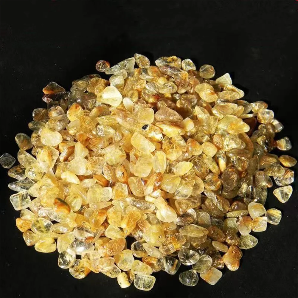 Natural Gold Hair Cystal Stone Decoration Fish Tank Flower Pot Landscape Decoration stone for Buddha feng shui stone