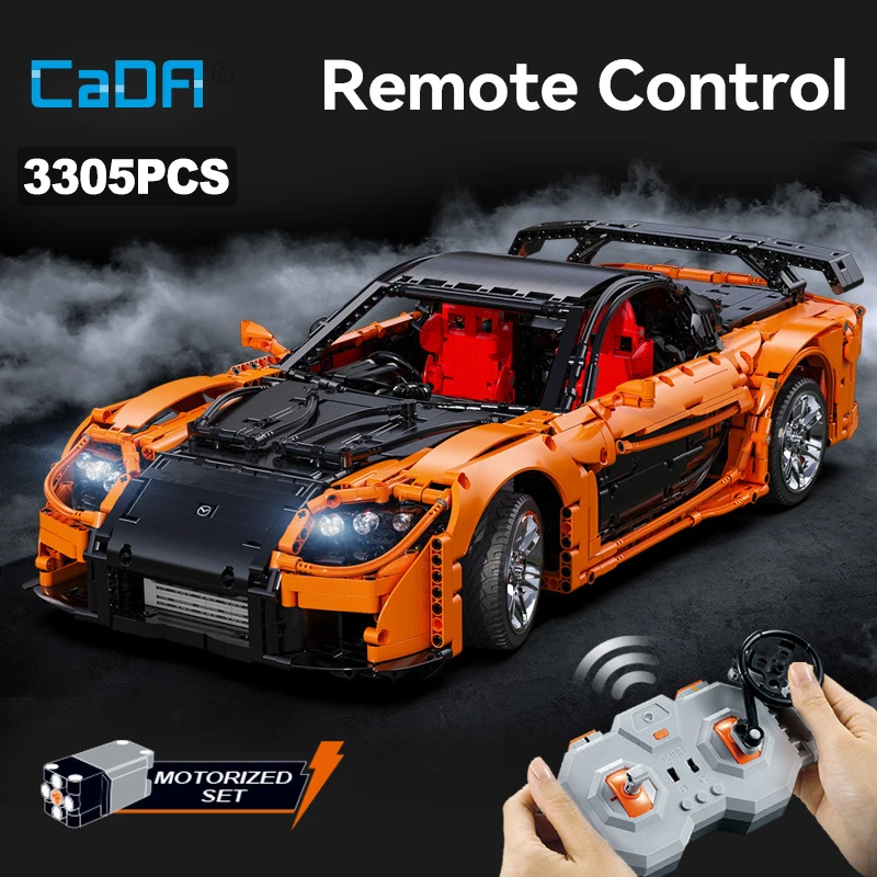 Cada 1:8 Design Artemy Zotov Racing Car Mazda RX-7 RC Sports Car Building Blocks City Endurance Sports-Car Bricks Toys Gifts