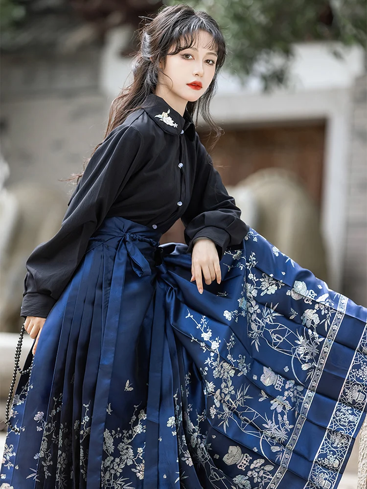 

Chinese Traditional Hanfu Ancient Dress Oriental Princess Hanfu Dress Vintage Ming Dynasty Horse Face Skirt Dance Wear Cosplay