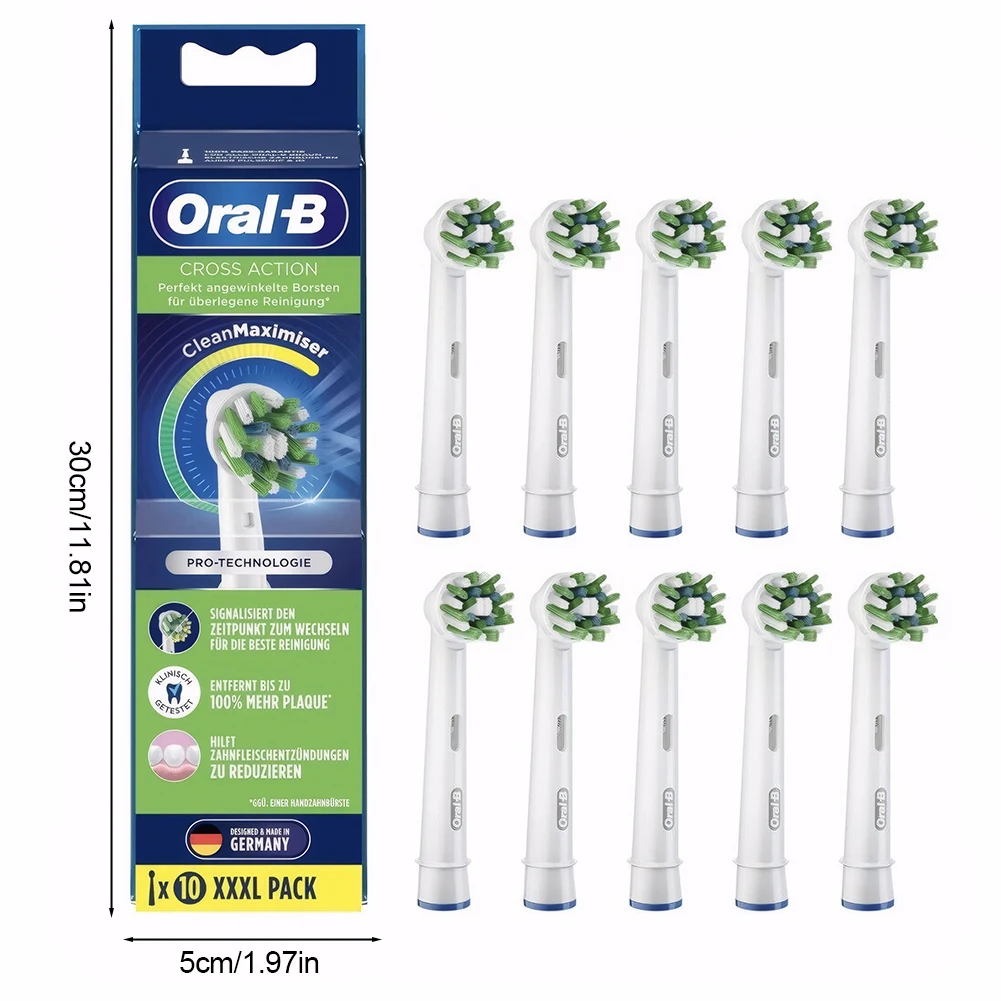 Electric Toothbrush Heads Clean Maximiser Replacement Electric 10 Pack For Oral-B Cross Action