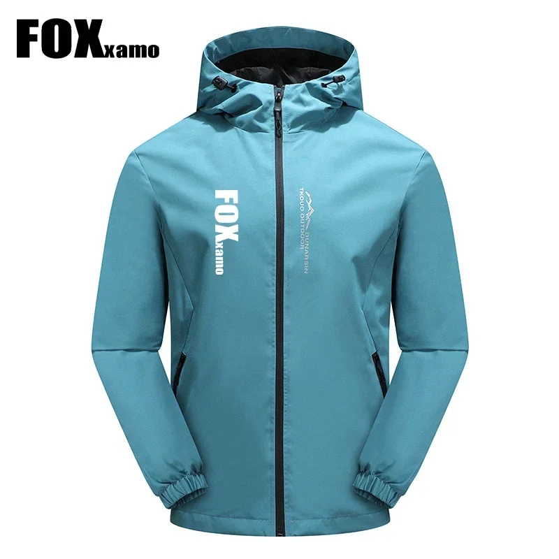 Foxxamo 남성용 사이클링 후드 등산 재킷, 방수 방풍 야외 스포츠 캠핑 방수 재킷, 새로운 시리즈 M-5xl