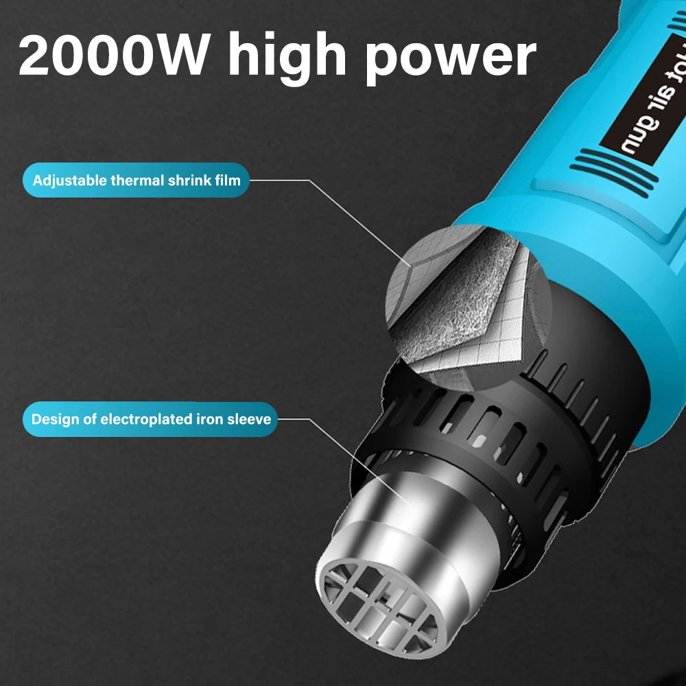 220V Hot Air Gun 2000W Stepless Temperature Adjustment Electric Hot Air Gun Heating Element Hot Film Power Tool for Automotive 2